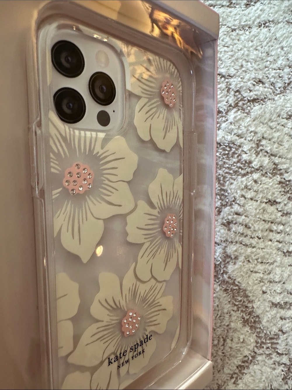 Kate Spade New York 3D Floral Rhinestone MagSafe iPhone 12 12 Pro Case NIB - Picture 4 of 5